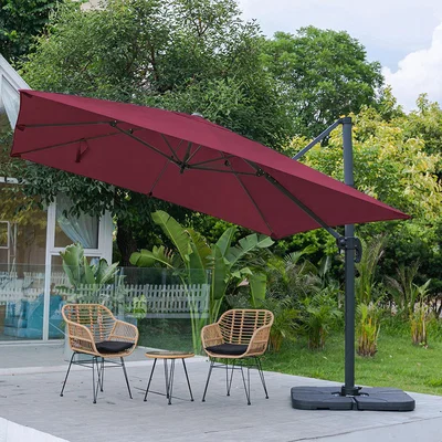 The Range Garden Patio Umbrella with Base - Wine Red