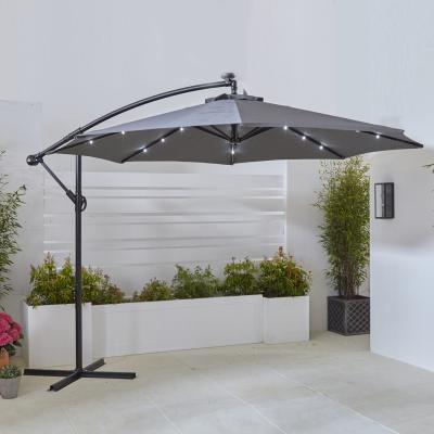 The Range Neo 3M Freestanding Parasol with Led Lights - Grey