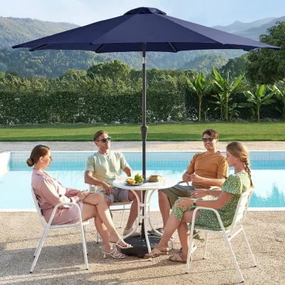 The Range Double-Tilt Patio Sun Umbrella with Crank Opening System - Navy Blue