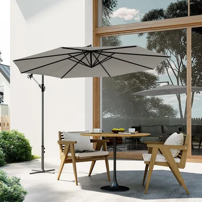The Range 3 Meter Cantilever Parasol with Cross Base - Light Grey