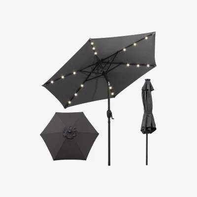 The Range Solar Outdoor Market Patio Umbrella - Grey