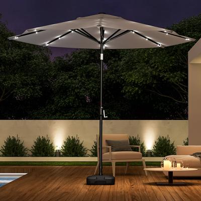 The Range 24 Solar Lights Garden Parasol Umbrella with Square Base - Light Grey