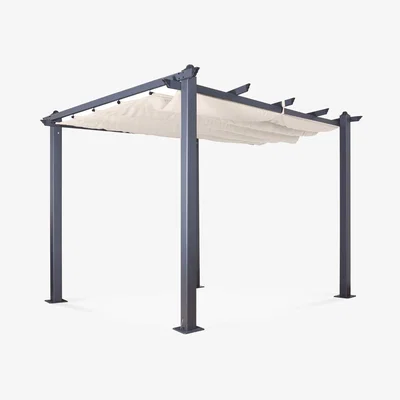 The Range Acorn Aluminium 3m Square Pergola Gazebo - Creamy White