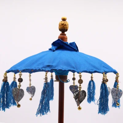 The Range Bali Handcrafted Blue Cotton Parasol - 40cm Home Decor Accent - Blue