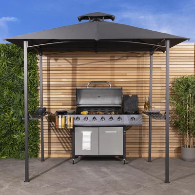 The Range 8 X 5Ft Steel Grill Gazebo Outdoor Tent Shelter - Grey