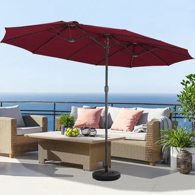 The Range Double Sided Umbrella with Base    - Wine Red