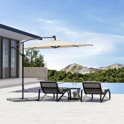 The Range 3m Solar LED Lights Parasol with Square Stand - Beige