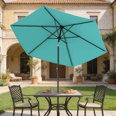 The Range Outsunny 2.6M Garden Parasol Umbrella with Aluminium Pole  - Turquoise