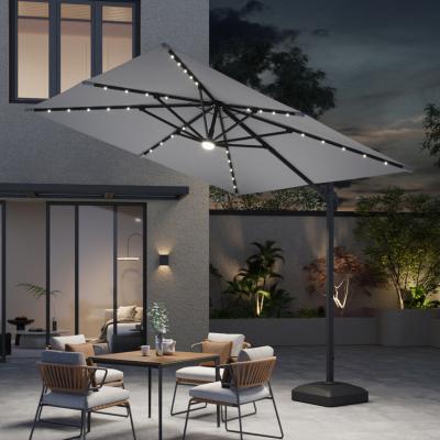 The Range LED Cantilever Parasol with Heavy-Duty Base - Light Grey
