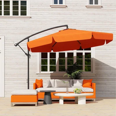 The Range Outsunny 2.7m Garden Banana Parasol Cantilever Umbrella with Crank Handle - Orange