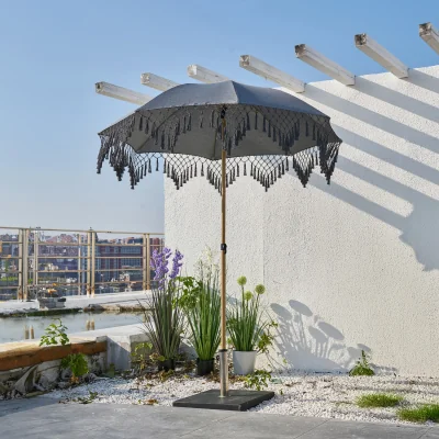 The Range Amalfi Tasselled Parasol - Grey