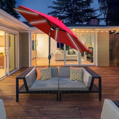 The Range 2.7m Garden Parasol Sun Umbrella with LED Solar Light  - Red