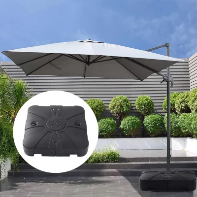 The Range Square Plastic Outdoor Umbrella Stand Parasol Base - Black