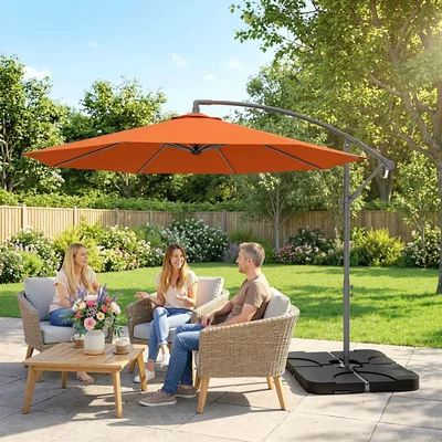 The Range Outsunny 3(m) Banana Parasol Cantilever Umbrella Garden w/ Base Weights - Sand brown
