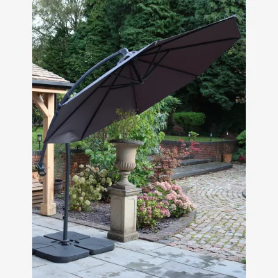 Royal Craft Deluxe Pedal 3M Operated Rotational Cantilever Parasol - Grey