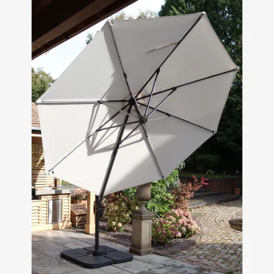 Royal Craft Deluxe Round Solar LED Cantilever Parasol - Ivory