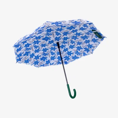Wolf & Badger Blue / White The Flora Umbrella Brella Shoppe