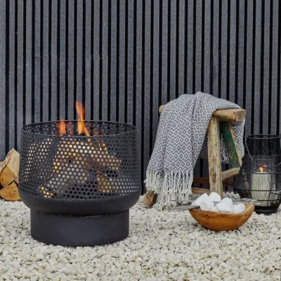 Dunelm Buttermere Basket Outdoor Fire Pit Black