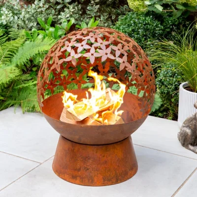 Dunelm Flower Globe Fire Pit Rust