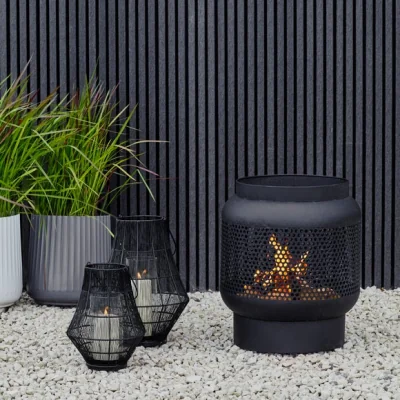 Dunelm Tall Buttermere Basket Outdoor Fire Pit Black