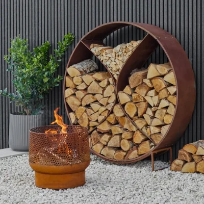 Dunelm Buttermere Basket Outdoor Fire Pit Rust