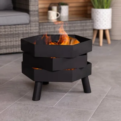 Dunelm Charles Bentley Hexagonal Steel Modern Firepit