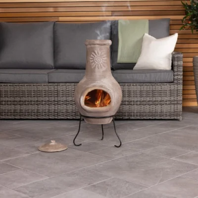 Dunelm Charles Bentley Outdoor Medium Clay Chiminea Patio Heater
