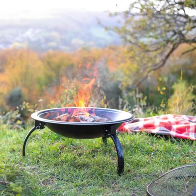 Dunelm Camping Steel Fire Pit Black