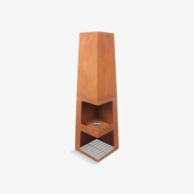 John Lewis LG Outdoor Casa Mia Tempo Chiminea BBQ Firepit, Corten Steel