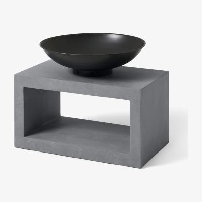Made.com Outdoor Fire Pit with Rectangular Base, Black & Cement