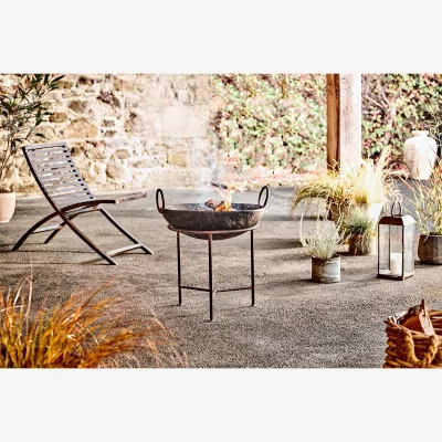 Nkuku Nkuku Reclaimed Fire Pit Kadai | Outdoor Living | Iron | Small - Approx 55 x 50- 60 cm (Diameter)
