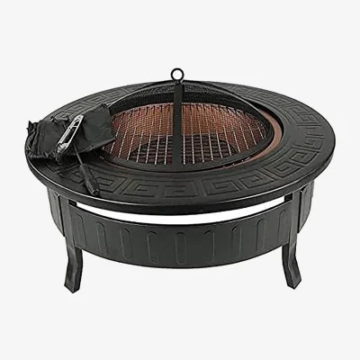 The Range Portable Round Fire Pit Garden BBQ - Black