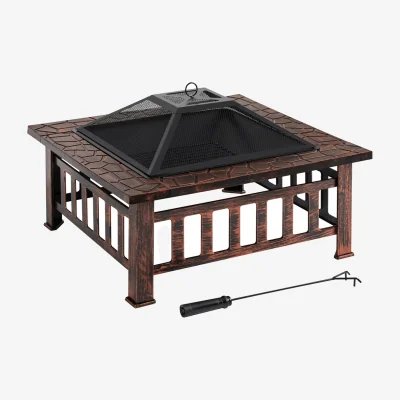 The Range Yaheetech Square Metal Fire Pit for Outdoors  - Copper