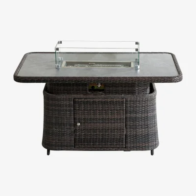 The Range Abrihome Aluminum Adjustable Fire Pit Table - 50,000 BTU, Tempered Glass Top - Brown