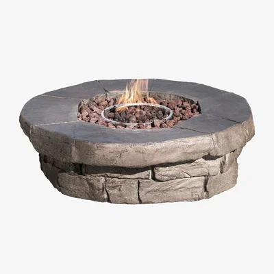 The Range Round Stone Effect Low Gas Fire Pit - Brown
