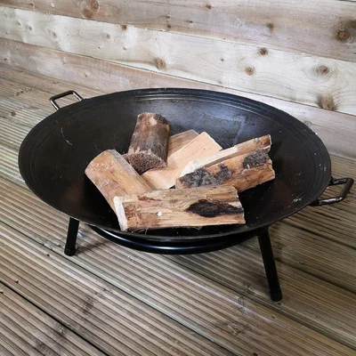 The Range 60cm Cast Iron Log Burner Fire Pit Bowl Garden Patio Wood Burner - Black