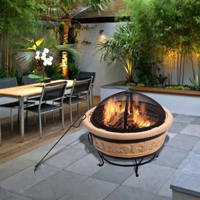 The Range Teamson Home Terracotta Style Wood Burning Fire Pit - Grey
