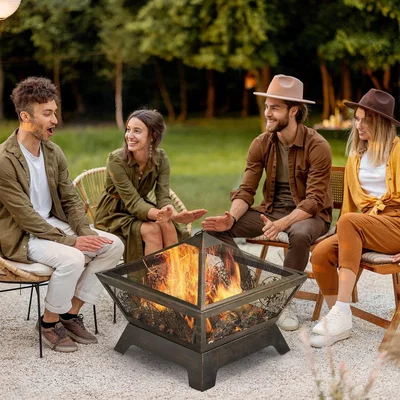 The Range Outdoor Wood Burning Firepit - Bronze