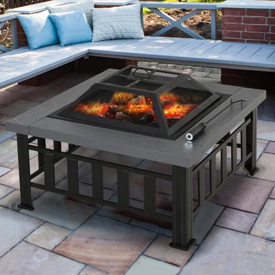 The Range Fire Pit Heater Enclosure Square Table - Black