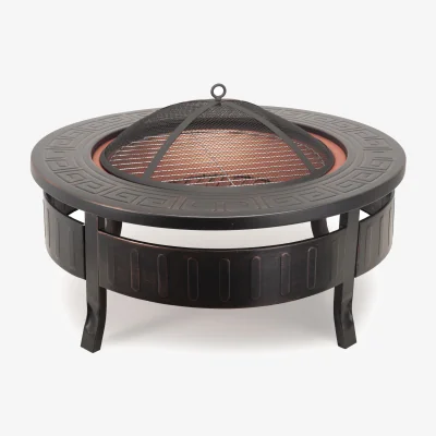 The Range Oliver Outdoor Round Fire Pit BBQ or Ice Bucket - Black
