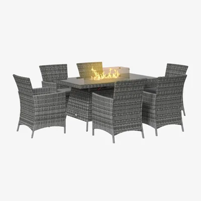 The Range Corfu 7 Piece Firepit Table Set - Grey
