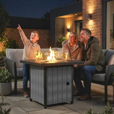 The Range Outsunny 11.7 KW Propane Gas Fire Pit Table for Garden - Black