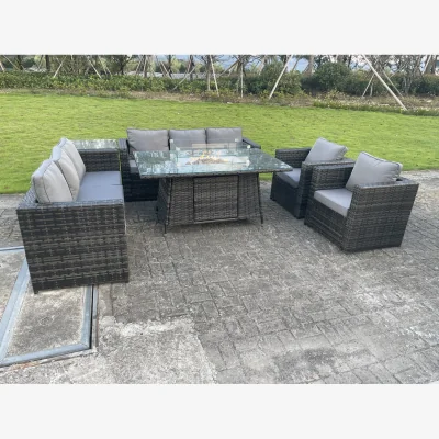 The Range Rattan 8 Seater Gas Fire Pit Dining Set Side Table