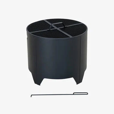 The Range Outdoor Steel Fire Pit with Fire Poker - Black