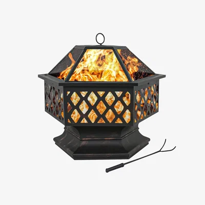 The Range Hexagon Shape Metal Outdoor Fire Pit - Bronze