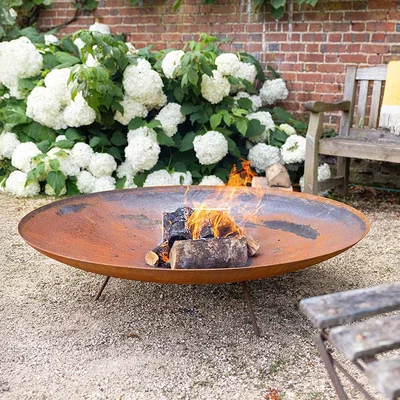 The Range Corten Steel Fire Pit and Water Bowl - Rust