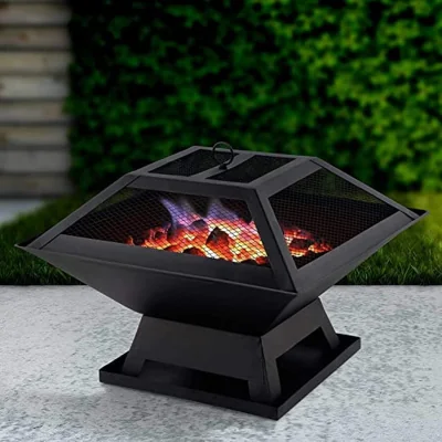 The Range Square Fire Pit BBQ Grill - Black