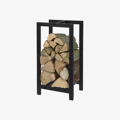The Range Rectangular Log Basket Indoor Outdoor Storage Black - Black