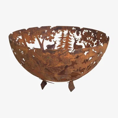 The Range Woodland Scene Fire Bowl  - Rust Effect
