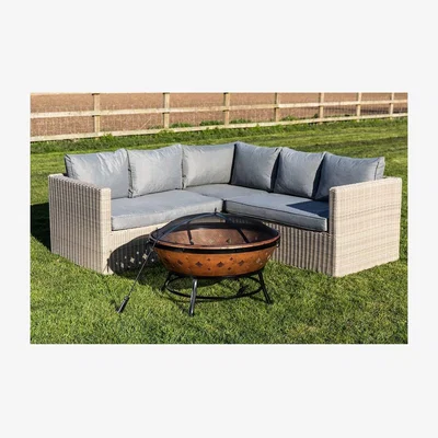 The Range Teamson Home Garden Large Wood Burning Bowl Fire Pit, Outdoor Log Burner - Black